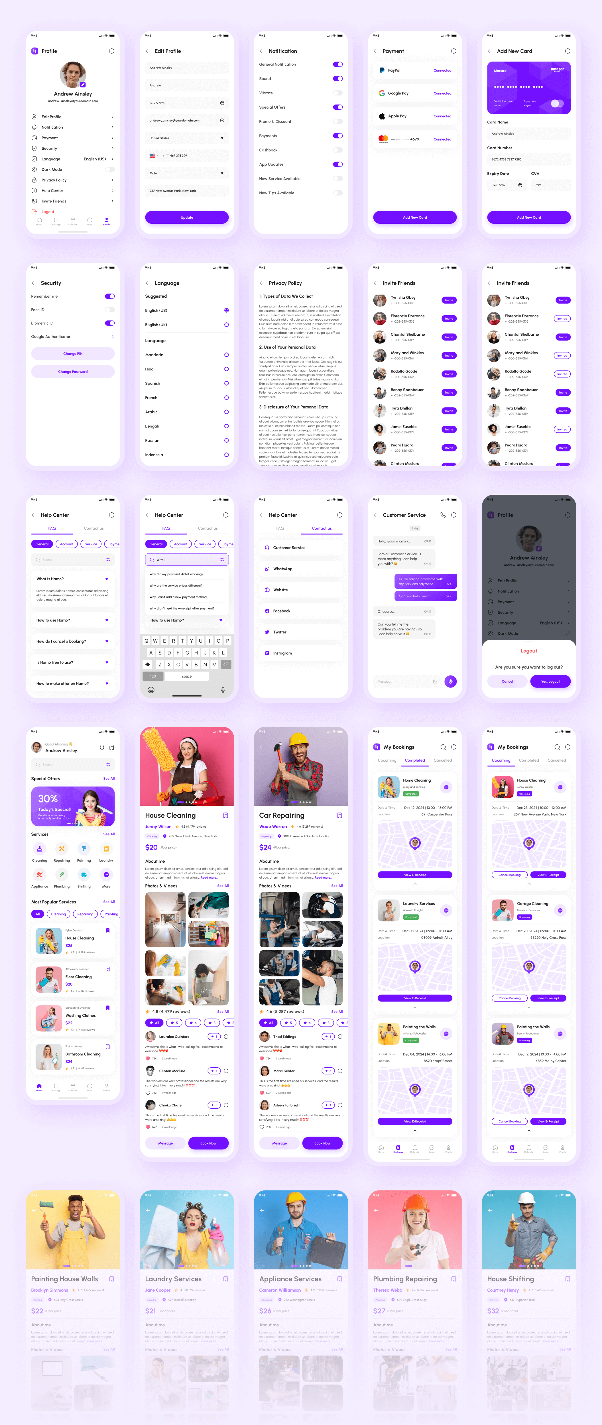 Example of Home Service App UI Kit